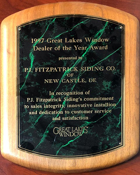 Great Lakes Window - Dealer Of The Year Award