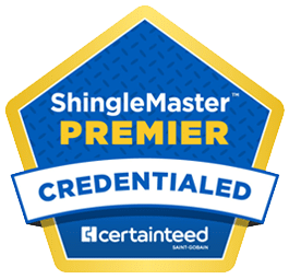 CertainTeed ShingleMaster PREMIER certified roofing contractor badge