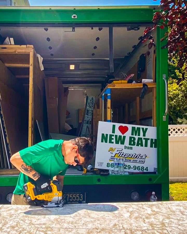 PJ Fitzpatrick crew installing a new acrylic bath system in one day