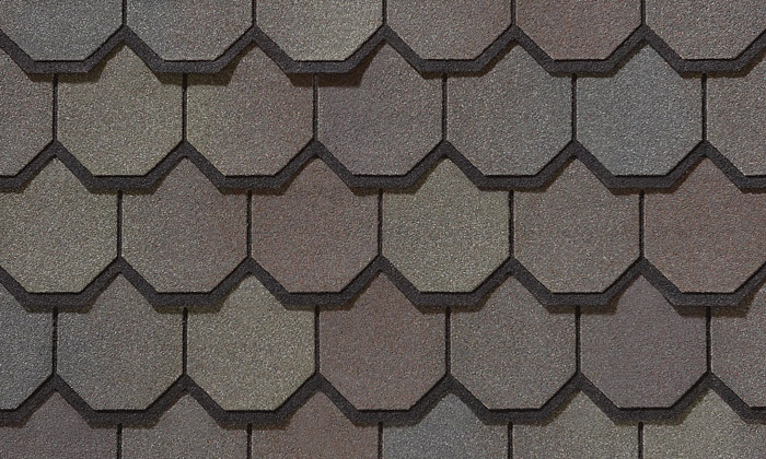 Luxury designer asphalt shingle roof with a slate-look profile